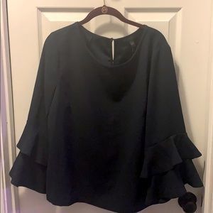 J Crew NWT Navy Blue Ruffled Bell Sleeved Blouse